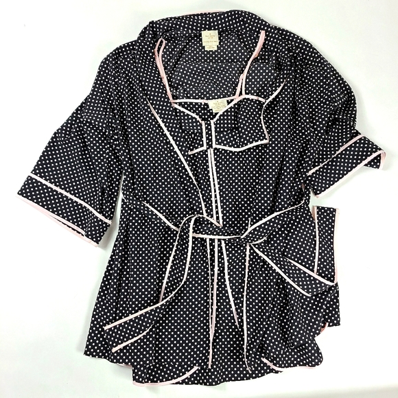 kate spade Other - KATE SPADE Black Pink Dot Pajama Robe Set